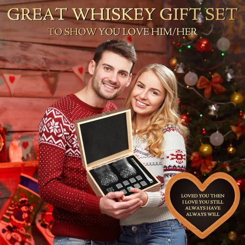 Miniatura 6 de Juego de regalo de rocas de whisky para hombres, papá, novio, juego de vasos de whisky con 2 piedras de whisky y posavasos, regalos para el Día