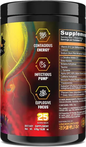 Miniatura 2 de Underground Bio Labs™ Panda Supps - Pandamic Extreme Pre-Workout V2: enfoque, bomba y energía para hombres y mujeres (25 porciones)