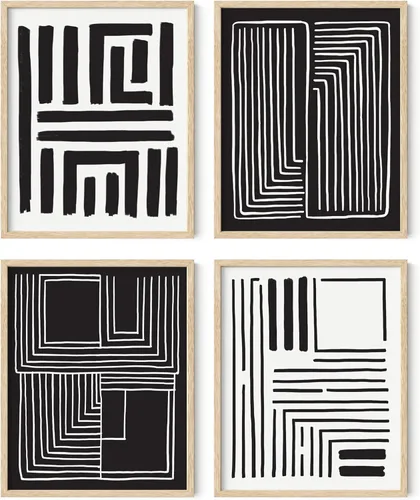 Miniatura 61 de HAUS AND HUES Arte abstracto para pared en blanco y negro, juego de 4 pósteres minimalistas en blanco y negro para paredes, pósteres estéticos Juego