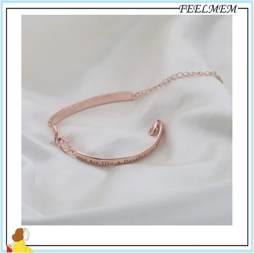 Miniatura 5 de FEELMEM Pulsera de regalo para nuera con texto en inglés "You Were Hand Chosen by My Son And Are Like A Daughter to Me", pulsera de corazón de amor