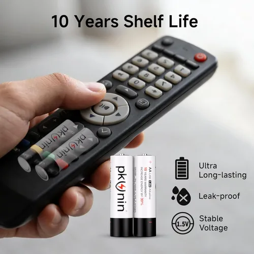 Miniatura 2 de PKUNIN Paquete de 12 pilas alcalinas AA de 1.5 V doble A de larga duración LR6 pilas alcalinas AA para dispositivos domésticos y de oficina, 10 años