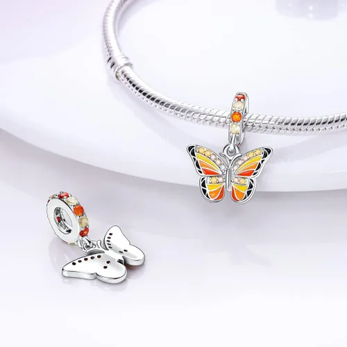 Miniatura 5 de Parmuz Abalorio de plata de ley 925 para pulsera, collar, colgante, amor, mamá, viaje al océano, mariposa, fiesta, abalorios, dijes, colgantes