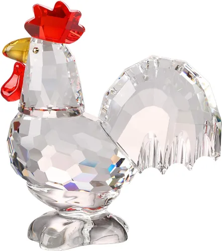 DOJOZ Figura de gallo de cristal coleccionable linda figura regalo adorno decoración del hogar (blanco)