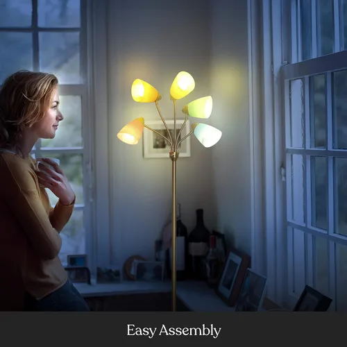 Miniatura 8 de Brightech Medusa - Lámpara de pie LED. Lámpara de pie ajustable con múltiples cabezales para sala de estar, dormitorio o habitación de los niños.