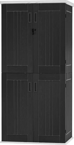 Miniatura 23 de DWVO Cobertizo de almacenamiento para exteriores de 5 x 3 pies con estilo de valla y ventanas laterales, piso y puertas con cerradura, cobertizo