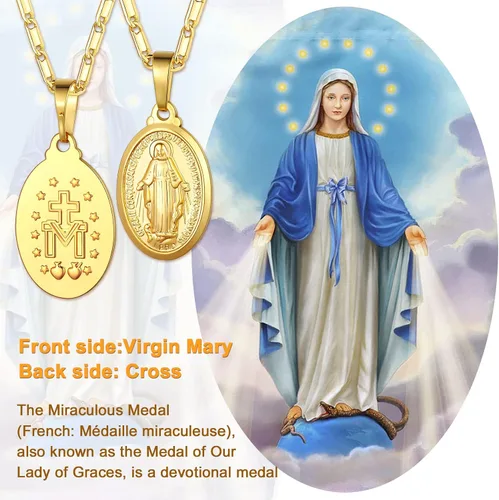 Miniatura 103 de U7 Saint Benedict/Michael Medal Necklace, 316L Stainless Steel Virgin Mary Necklace for Men Women, Bible Verse Protection Necklace Catholic