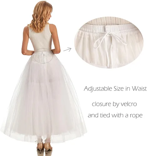Miniatura 4 de AWSALE Hoopless Enagua Crinoline Slip Underskirt para vestido de novia WPT109, Blanco