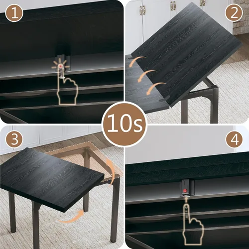 Miniatura 8 de HUAHUU Juego de mesa de comedor para 4, juego de mesa de cocina extensible con cojines y sillas, conjunto de 4, mesa de comedor rectangular
