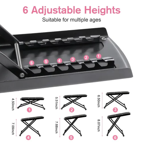 Miniatura 2 de Subay Reposapiés para Pedicura, Soporte de Pie Ajustable en 6 Alturas para Pedicura, Soporte de Pedicura Plegable Antideslizante para Pedicuras
