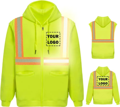 Miniatura 16 de Chaqueta con capucha de seguridad reflectante de alta visibilidad con mangas extraíbles Hi Vis Ropa de trabajo de protección al aire libre unisex