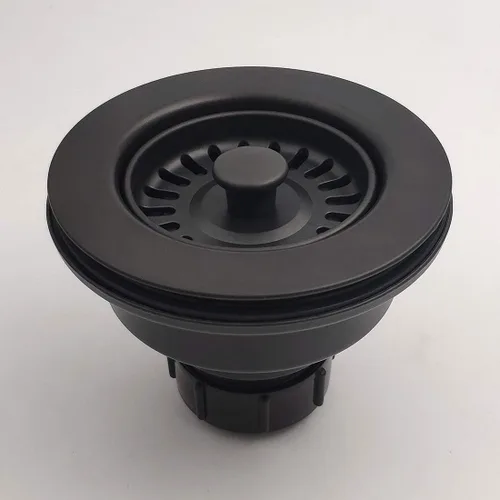 Miniatura 4 de GZILA Colador y tapón de drenaje para fregadero de cocina de 3-1/2 pulgadas, color negro mate con cesta de basura extraíble a juego para fregaderos