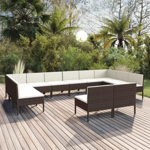 Miniatura 7 de Juego de salón de patio de 9 piezas con cojines, sofá al aire libre, juego de bar de patio, muebles modernos de exterior, banco de comedor