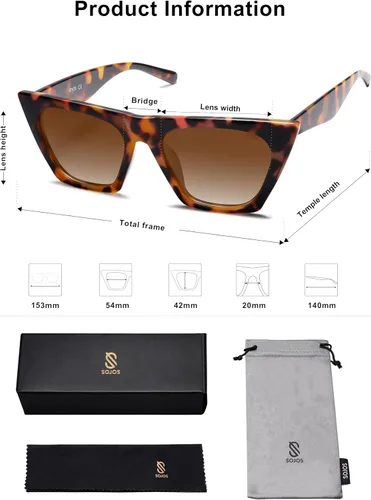 Miniatura 5 de SOJOS Trendy Oversized Square Cateye Polarized Sunglasses Womens Big Frame Shades SJ2115
