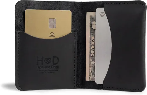 Miniatura 13 de Hide & Drink, Tarjetero plegable hecho a mano de cuero de grano completo, almacenamiento de tarjetas de crédito, organizador de dinero, caja