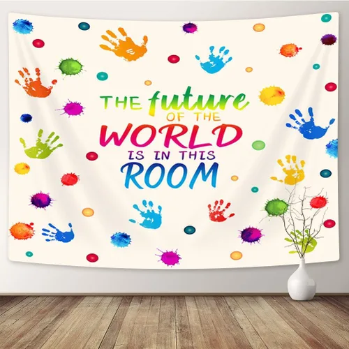 Tapiz de herramientas de aprendizaje, citas inspiradoras coloridas para colgar en la pared para decoración de estudio de aula, letras
