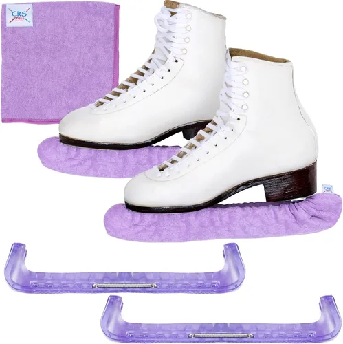 Miniatura 16 de CRS Cross - Juego de regalo de protectores de patines sobre hielo, guardas de tela y toallas, cubiertas suaves para cuchillas de patinaje artístico