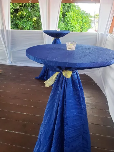Miniatura 2 de YOUR CHAIR COVERS - Mantel redondo de 120 pulgadas de tafetán arrugado - Azul real, mantel brillante aplastado para mesa de comedor para boda