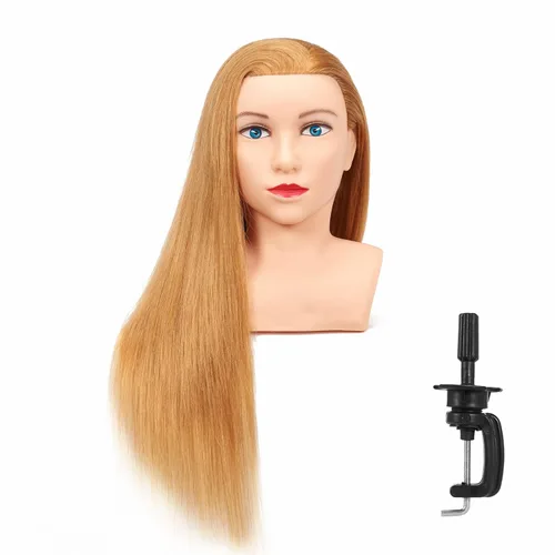 Miniatura 6 de Hairingrid Cabeza de maniquí 28"-30" 100% Cabello Humano para Peluquería y Cosmetología, Soporte de Abrazadera Incluido (R71619LB0624)