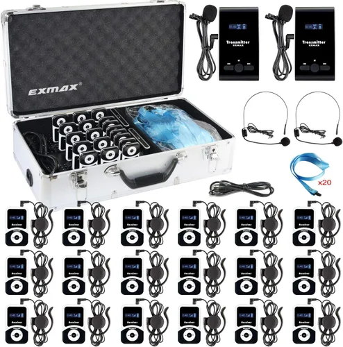 EXMAX Sistema de traducción de equipo de escucha inalámbrico de asistencia para tu iglesia ATG-100T 195MHz para entrenamiento de artes escénicas
