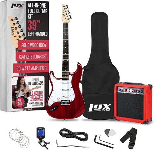 Miniatura 17 de LyxPro Kit completo de guitarra eléctrica de 39 pulgadas para principiantes, tamaño completo con amplificador de 20 W, el paquete incluye todos