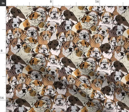 Miniatura 3 de Spoonflower Tela – Bulldog Inglés Bulldogs Patrón Cachorro Animal Impreso en Petal Signature Tela de Algodón Fat Quarter – Costura Acolchado Ropa