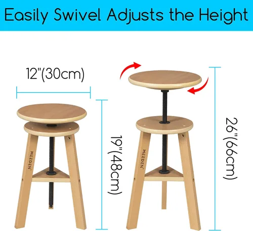 Miniatura 3 de MEEDEN Taburete de dibujo de madera con altura ajustable, taburete de artista, taburete de estudio de oficina, hasta 220 libras, madera de haya