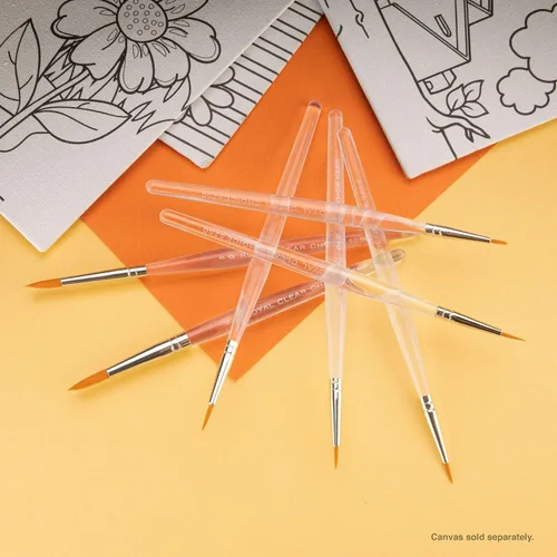 Miniatura 3 de Royal & Langnickel RSET-9158 Royal Zip N' Close Gold Taklon - Juego de pinceles para detalles de mango acrílico transparente, 10.5 x 3.9 x 0.5