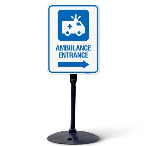 Miniatura 21 de Letrero de hospital de entrada de ambulancia con flecha derecha, 12 x 18 pulgadas, aluminio 063 libre de óxido, resistente a la decoloración