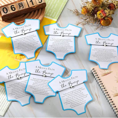 Miniatura 4 de Henoyso Juego de 25 pulseras ajustables para baby shower, tarjetas de corazón, regalo de fiesta para baby shower, regalos de revelación de género
