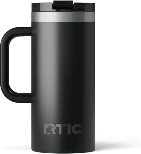 Miniatura 33 de RTIC - Taza de viaje para viajes de 16oz con tapa y asa, forrada en cerámica, aislada, de acero inoxidable, metálica, de doble pared con aislamiento