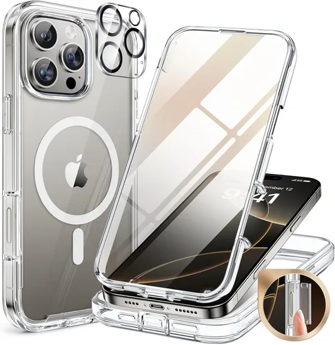 Miniatura 163 de Miracase Funda para iPhone 13 de 6.1 pulgadas, [sin burbujas] funda de teléfono de cuerpo completo con pantalla de vidrio completa integrada, sin