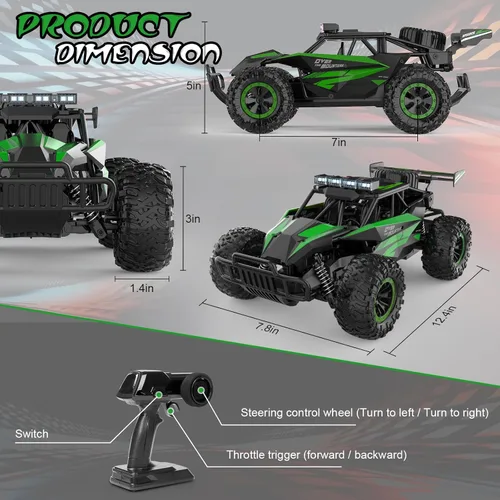 Miniatura 2 de Kolegend Coche de Control Remoto 50+Min Coches RC Juguetes Escala 1:12 Camiones Monstruo 20KM/H Camión Monstruo de Control Remoto con Faro LED