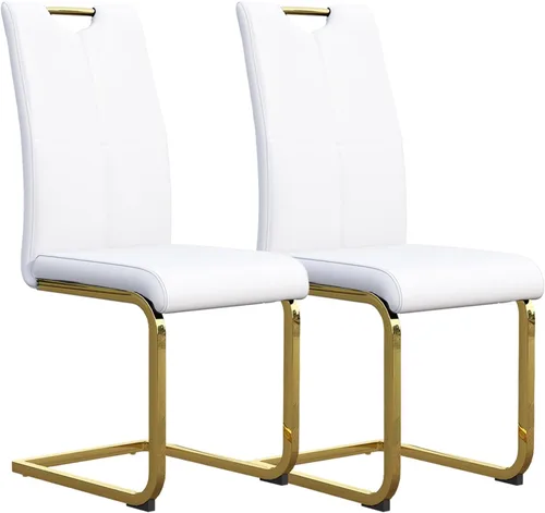 Juego de 2 sillas de comedor, modernas sillas de comedor de piel sintética, sillas tapizadas para cocina, comedor, respaldo alto ergonómico con