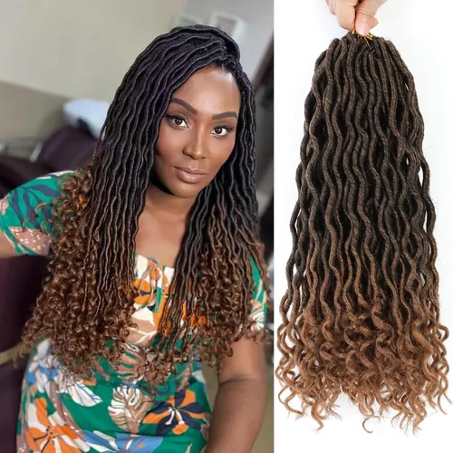 Miniatura 76 de Trenzas postizas Goddess, 6 paquetes de 18 pulgadas, cabello lacio, trenzado con ganchillo, para mujeres negras, trenzas postizas ombre con puntas