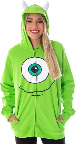 Miniatura 2 de Disney Monsters Inc Mike Wazowski - Sudadera con capucha en 3D forro polar verde con licencia oficial de star wars silent one crew M