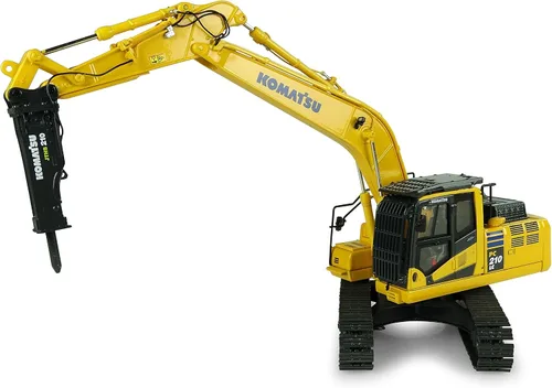 Miniatura 4 de Universal Hobbies Komatsu PC210LC-11 con excavadora de taladro de martillo, escala 1:50, modelo de construcción fundido a presión, réplica