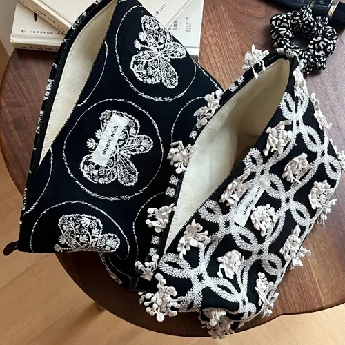 Miniatura 8 de Sminra Bolsa de Maquillaje Bolsa de Cosméticos Bolsa de Aseo de Lona Preppy para Mujeres Linda Bolsa con Cremallera Organizador Accesorios de Viaje
