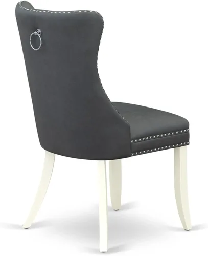 Miniatura 10 de East West Furniture SHDA5-WHI-13 - Juego de cocina de 5 piezas, incluye una mesa de comedor redonda con pedestal y 4 sillas Parson tapizadas de tela