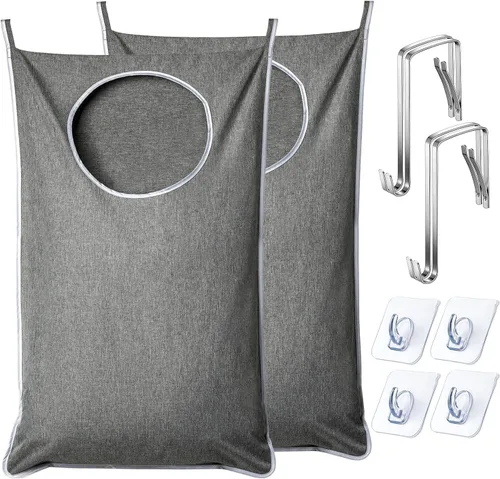 Miniatura 10 de ANSTROUT Cesta de lavandería colgante XL, cesta de puerta extra grande resistente a desgarros con 2 tipos de ganchos para ropa sucia, ahorra espacio