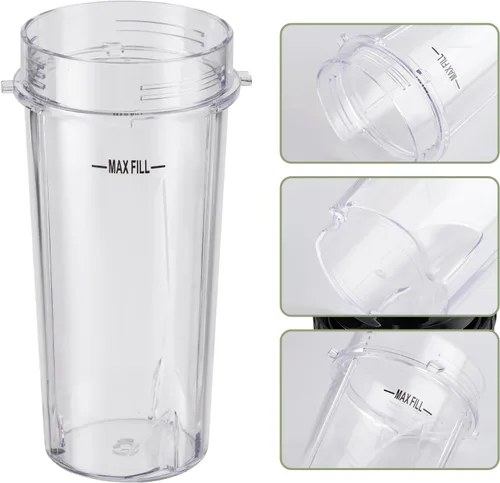 Miniatura 7 de Equust Juego de 5 tazas de repuesto para licuadora Ninja de una sola porción de 16 onzas con tapas Sip & Seal, cuchilla extractora de 6 aletas