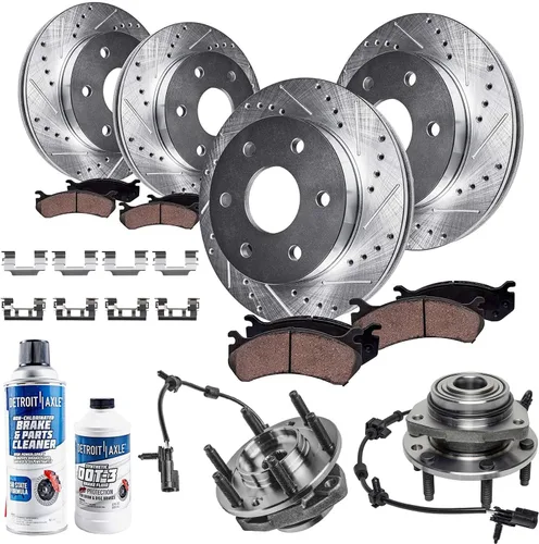 Miniatura 37 de Detroit Axle - Rotores de freno para Ford 2013-2019 Explorer Taurus Flex Lincoln MKT MKS, rotores de freno de disco ranurados perforados de repuesto
