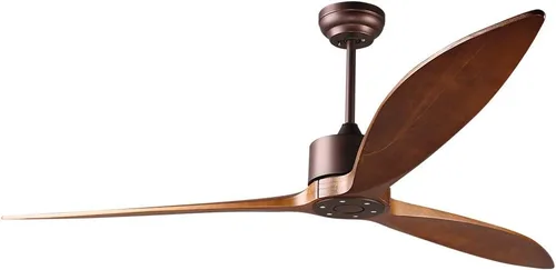 Miniatura 10 de reiga - Ventilador de techo de madera de nogal de 65 pulgadas con luces y control remoto, motor DC reversible silencioso, alto flujo de aire