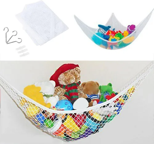 Hamaca de juguete, hamaca de almacenamiento de animales de peluche, red de animales de peluche con ganchos para colgar, organizador colgante de