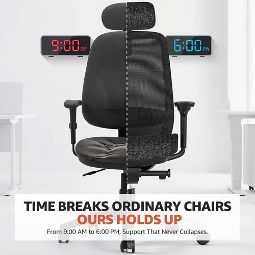 Miniatura 5 de ErgoSift M2 - Silla de oficina ergonómica, silla de escritorio de malla con respaldo alto, soporte lumbar ajustable y reposacabezas reposabrazos 4D