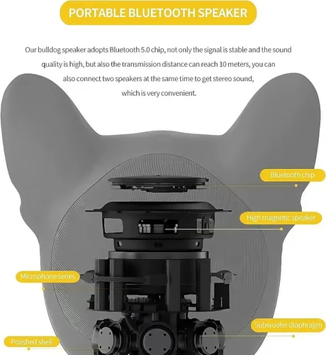 Miniatura 8 de Altavoz Inalámbrico Bulldog - Altavoz Bluetooth Portátil con Sonido Estéreo Fuerte, Altavoz Compacto para Exteriores para Acampar y Viajar Regalo