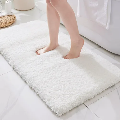 Miniatura 41 de ILANGO Alfombras de Baño Beige 32" × 20" Antideslizantes y Súper Absorbentes Extra Gruesas Suaves, Alfombra de Baño Lavable para Piso, Alfombra