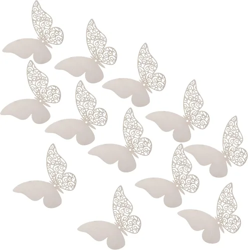 Miniatura 8 de 24 calcomanías de pared de mariposa 3D, decoración de pared de bricolaje, mariposas de papel extraíbles, decoración de dormitorio de niños y boda