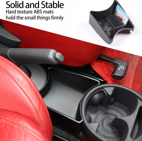 Miniatura 4 de Organizador de consola de automóvil, soporte para tazas, bandeja organizadora de consola central, organizador de bolsillo para consola