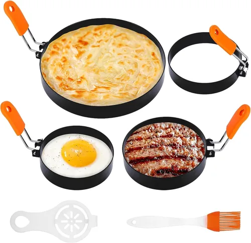 Juego de 6 anillos de huevo para freír huevos, anillos de huevo antiadherentes de 4 pulgadas, molde de huevo de acero inoxidable para sándwiches de