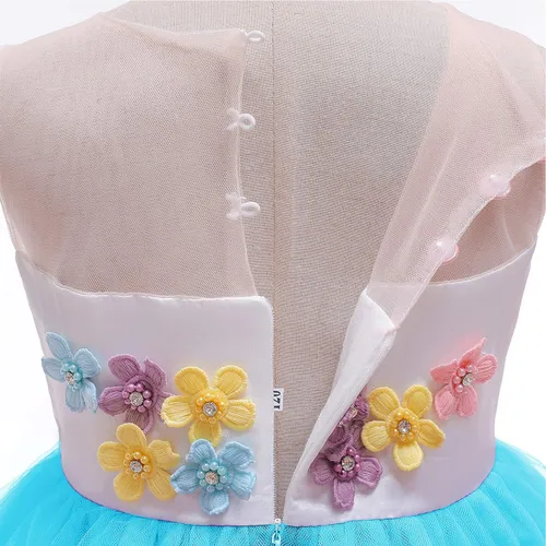 Miniatura 5 de TTYAOVO Vestido largo de tul de princesa para niña disfraz de unicornio con flores